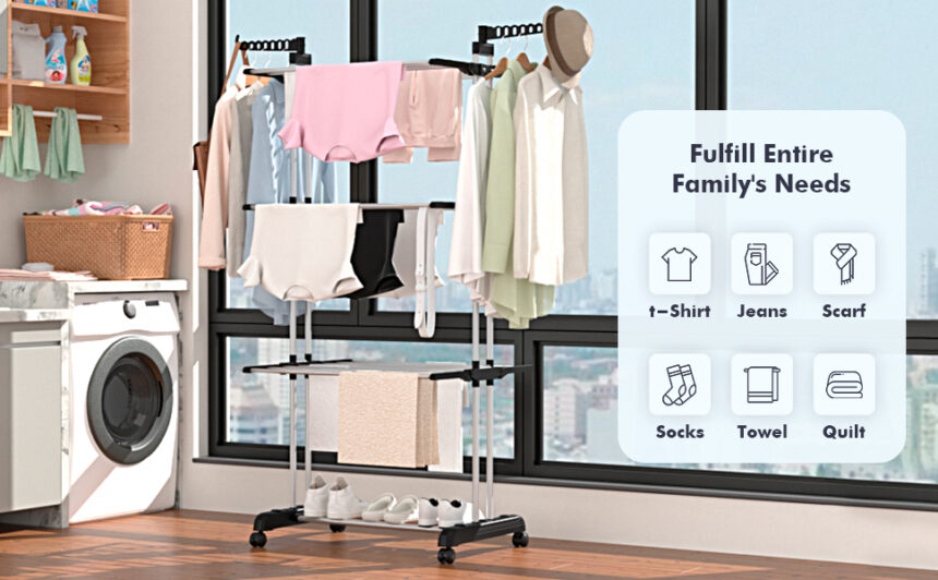 Tier Heavy Duty Foldable Clothes Drying Rack Adov