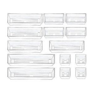 14 PCS Clear Plastic Multipurpose Drawer Organizer