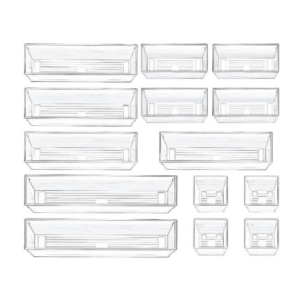 14 PCS Clear Plastic Multipurpose Drawer Organizer