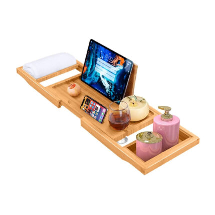 Bamboo Bath Tray with Extendable Caddy