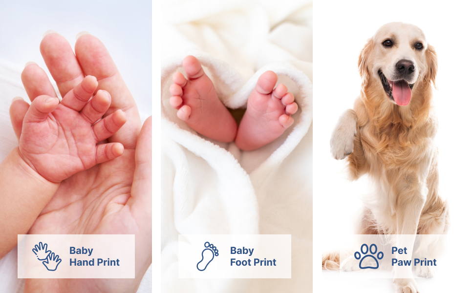 ADOV Baby Handprint and Footprint Kit with Safe Touch Inkless Pad for creating cherished keepsakes of babies and pets.