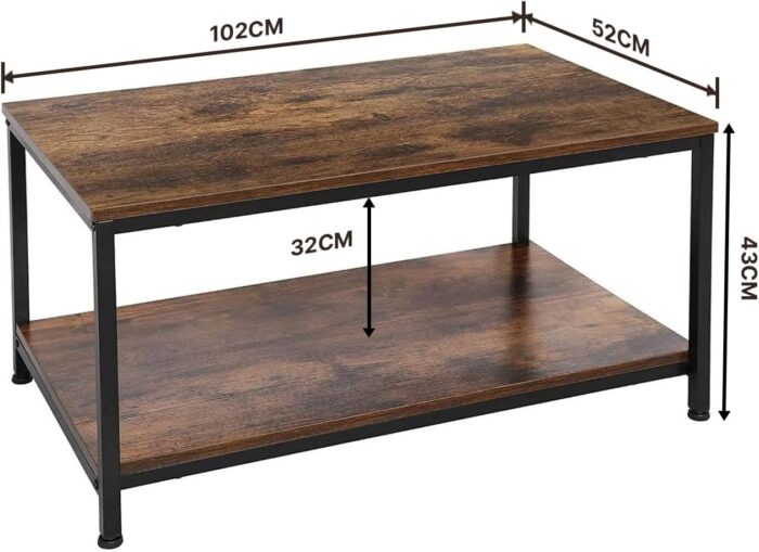 ADOV Coffee Table with Storage Shelf: 2-Tier Industrial Style Side Table, a modern and functional addition to your living space.
