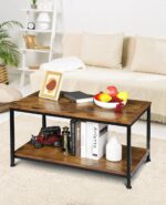 ADOV Coffee Table with Storage Shelf: 2-Tier Industrial Style Side Table, a modern and functional addition to your living space.