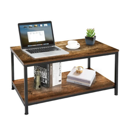 Industrial Style Coffee Table with Storage Shelf