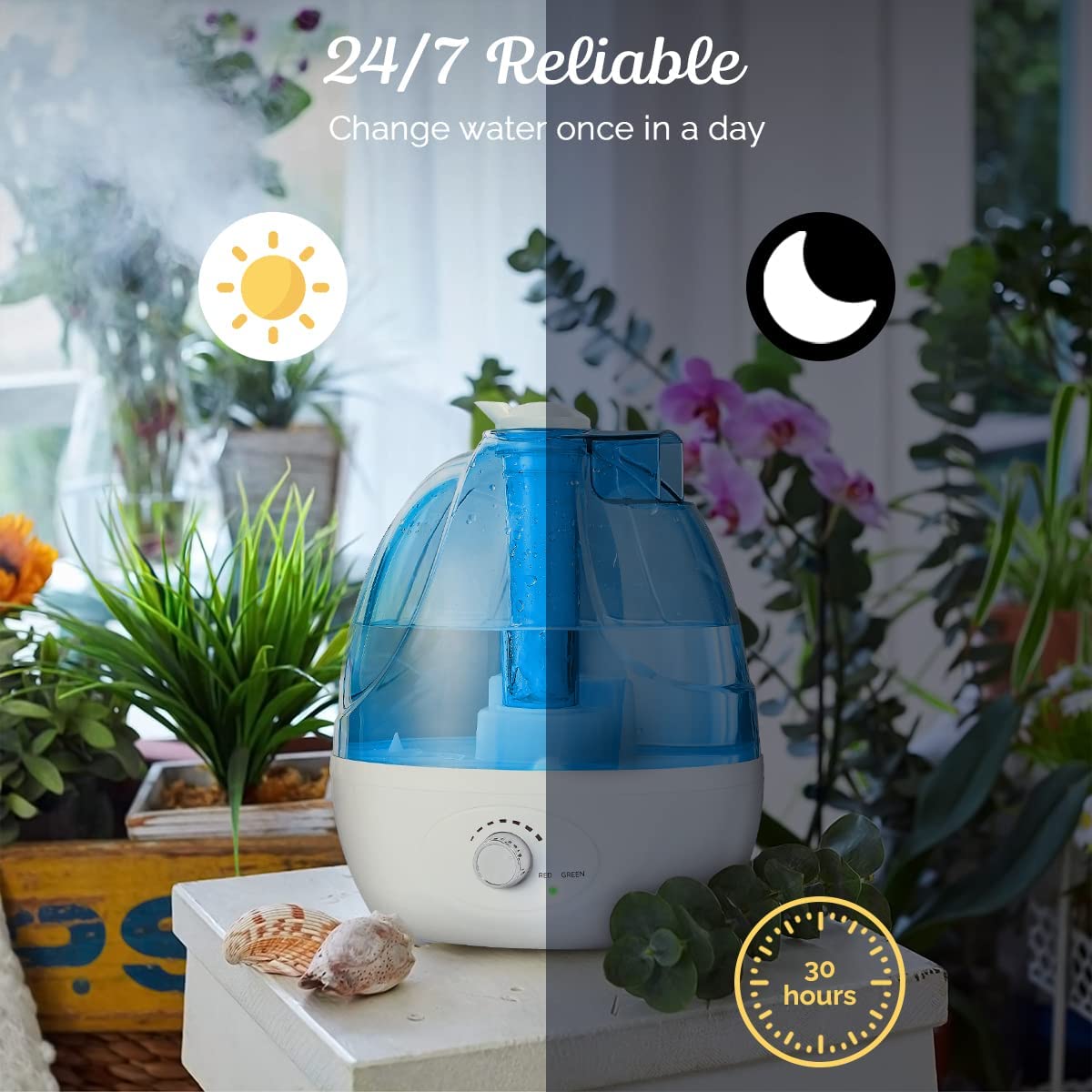 Humidifier - 2 in 1 A compact device that combines the functions of a humidifier.