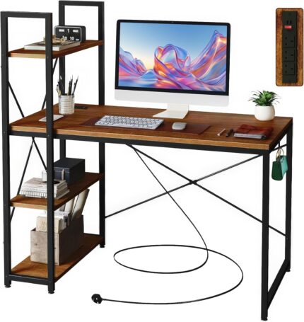 Rustic Desk with 4 Storage Shelves